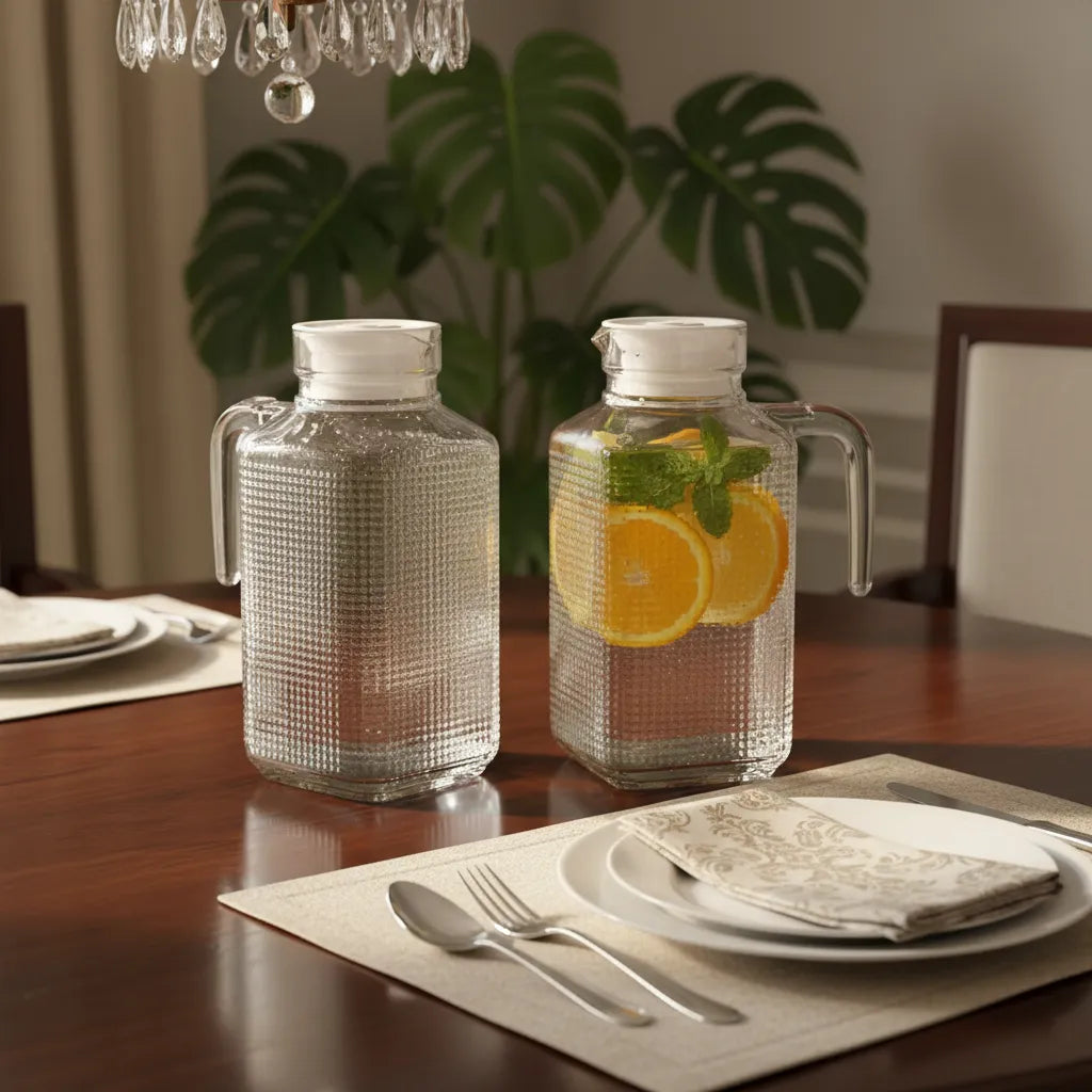 Kit 2 Jarras de Vidro com Tampa Lisboa para Bebidas – Elegância e Praticidade para Servir