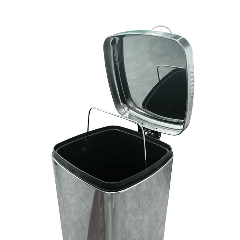 Lixeira em Aço Inox 20L com Pedal Quadrada para Cozinha e Banheiro
