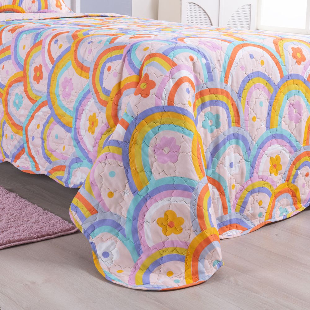 Kit Cobre Leito Colcha Solteiro 2 Peças 150 Fios Matelado Estampado