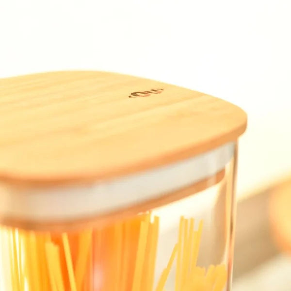 Pote Hermético Keep 1L Natural com Tampa de Bambu e Vedação de Silicone