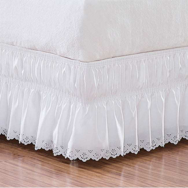 Saia para Cama Box Casal Padrão Branca com Bordado Ultrassônico – Acabamento Elegante e Fácil de Instalar