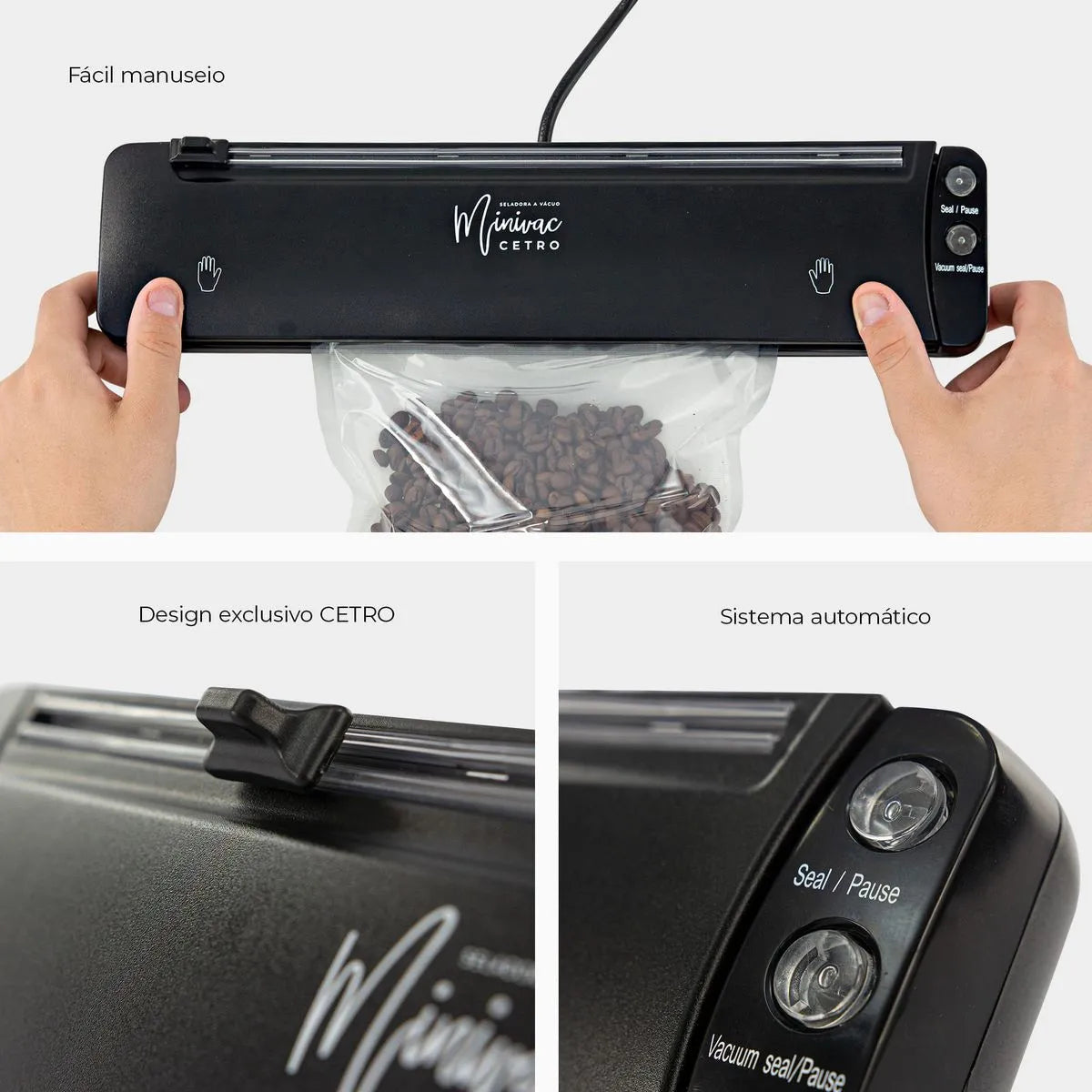Seladora a Vácuo Portátil Minivac Cetro Bivolt – Conserva Alimentos por Mais Tempo