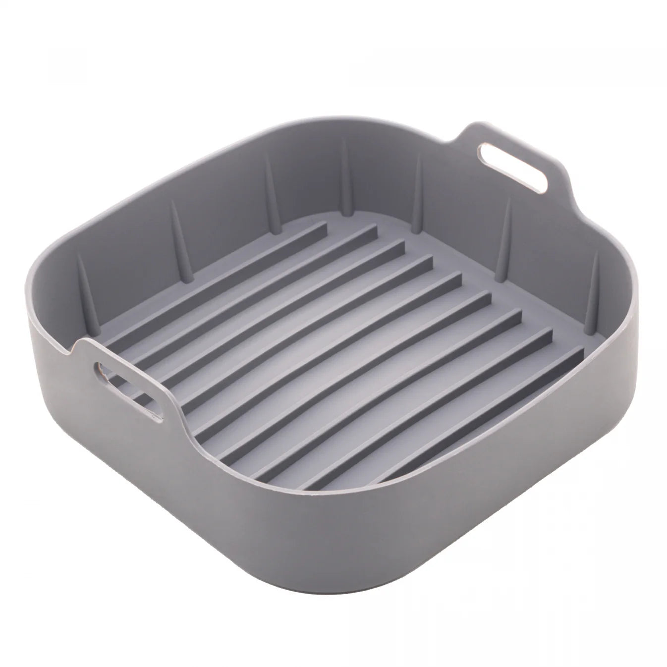 Forma Quadrada de Silicone para Air Fryer Cinza Reutilizável – Antiaderente e Resistente ao Calor