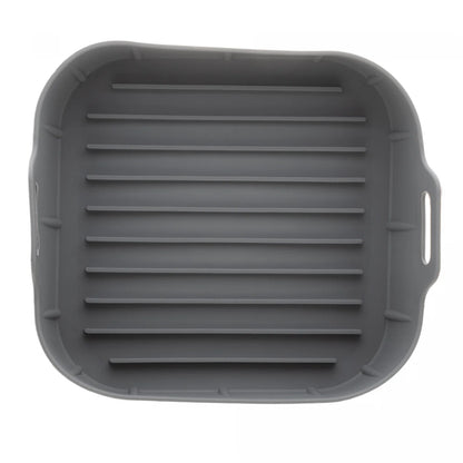 Forma Quadrada de Silicone para Air Fryer Cinza Reutilizável – Antiaderente e Resistente ao Calor