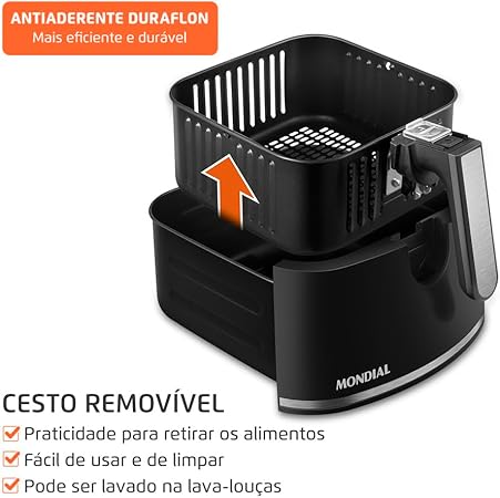Fritadeira Sem Óleo Air Fryer Digital Mondial 5L Preta – Mais Praticidade, Rapidez e Refeições Mais Saudáveis