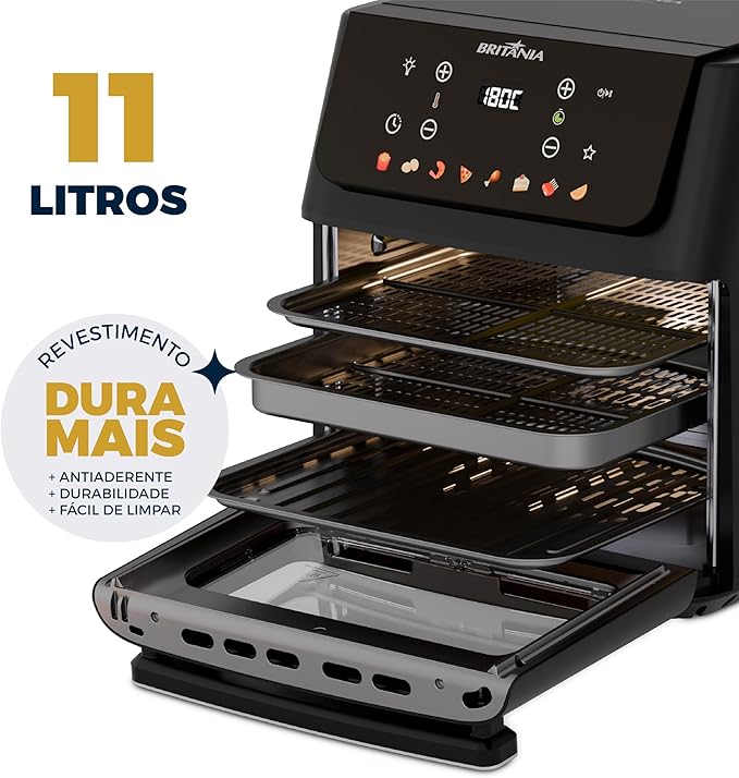 Air Fryer Oven Britânia 11L 8 Funções 1800W BAF11A – Mais Capacidade, Praticidade e Menos Óleo