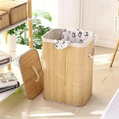 Organizador de Roupas Sujas em Bambu Grande Premium