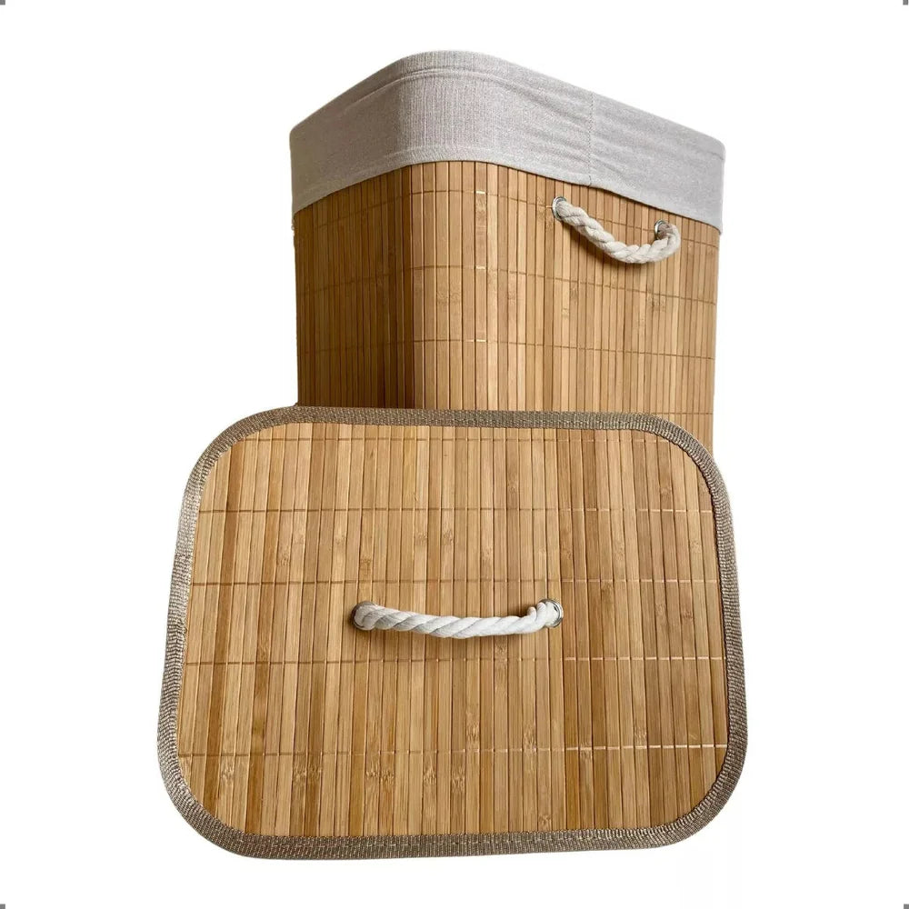 Organizador de Roupas Sujas em Bambu Grande Premium