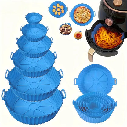 Kit 6 Formas de Silicone para Air Fryer Antiaderentes Reutilizáveis – Resistentes ao Calor