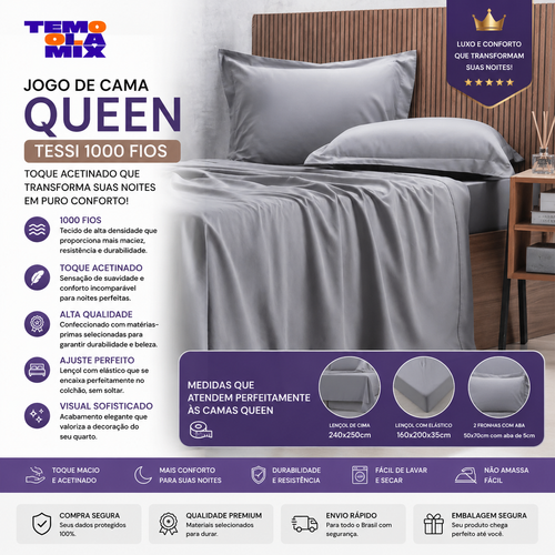 Jogo de Lençol Queen Premium 1000 Fios
