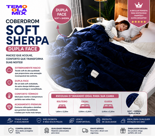 Coberdrom Sherpa Dupla Face Queen
