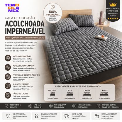 Capa de colchão impermeável acolchoado