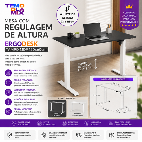 Mesa com Regulagem de Altura | Home Office e Gamer