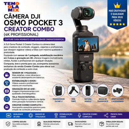 Câmera Dji Osmo Pocket 3 Creator Combo