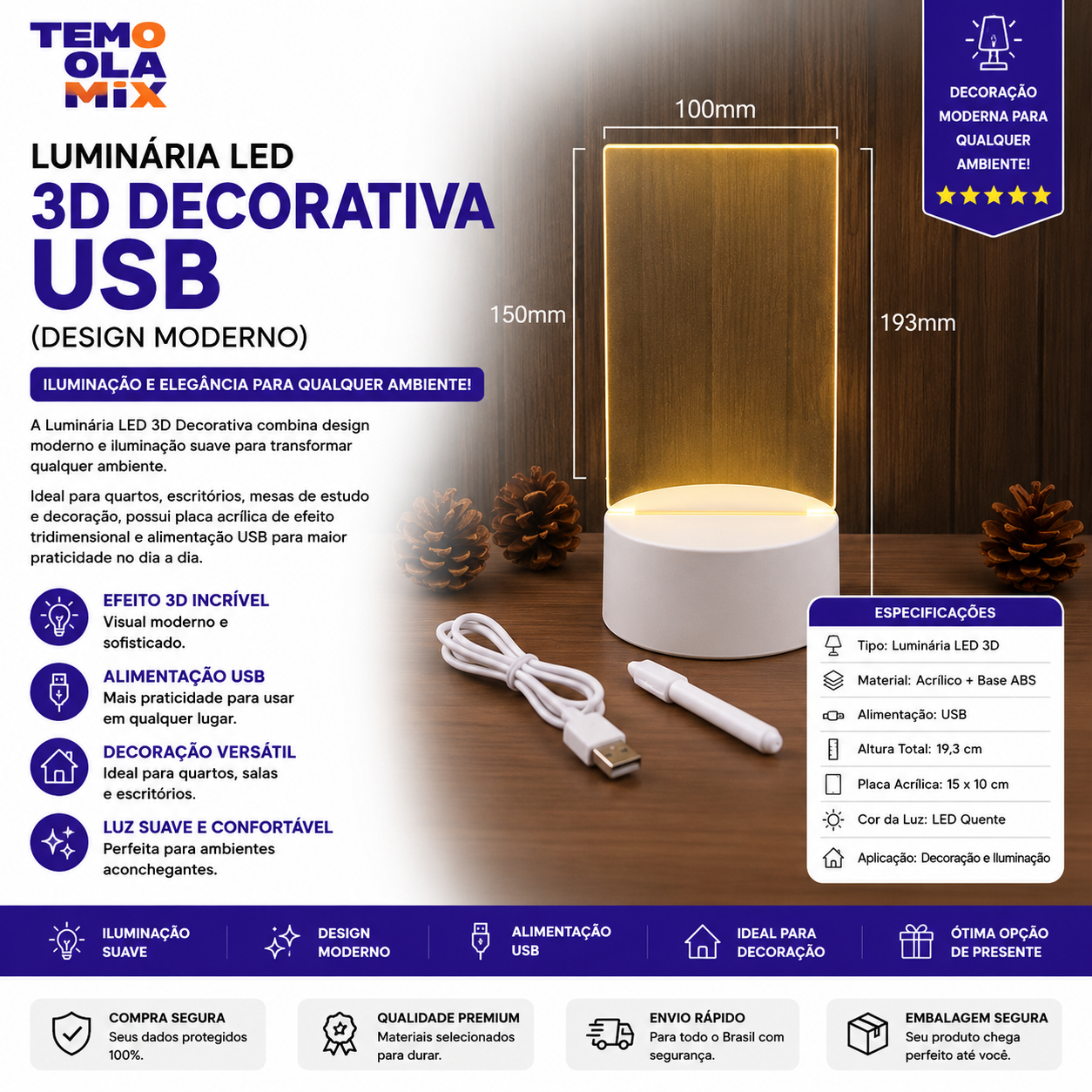 Luminária ( Criativa Interativa ) de Led