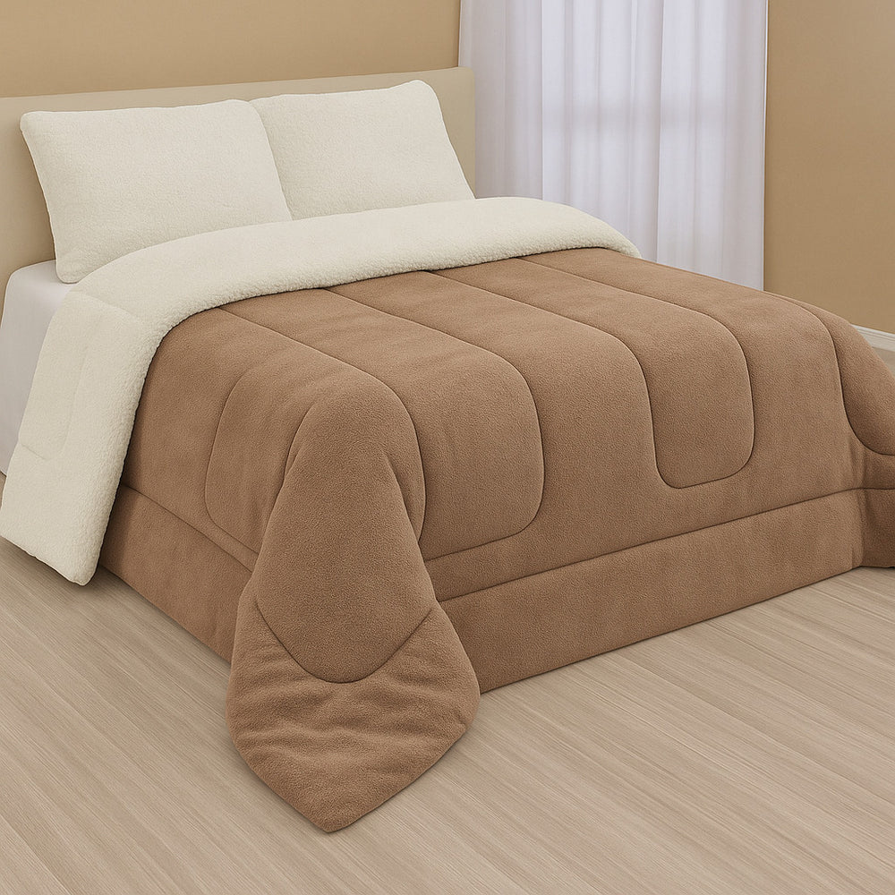 Cobertor Sherpa Casal Queen Dupla Face – Edredom Macio, Quente e Confortável para Inverno