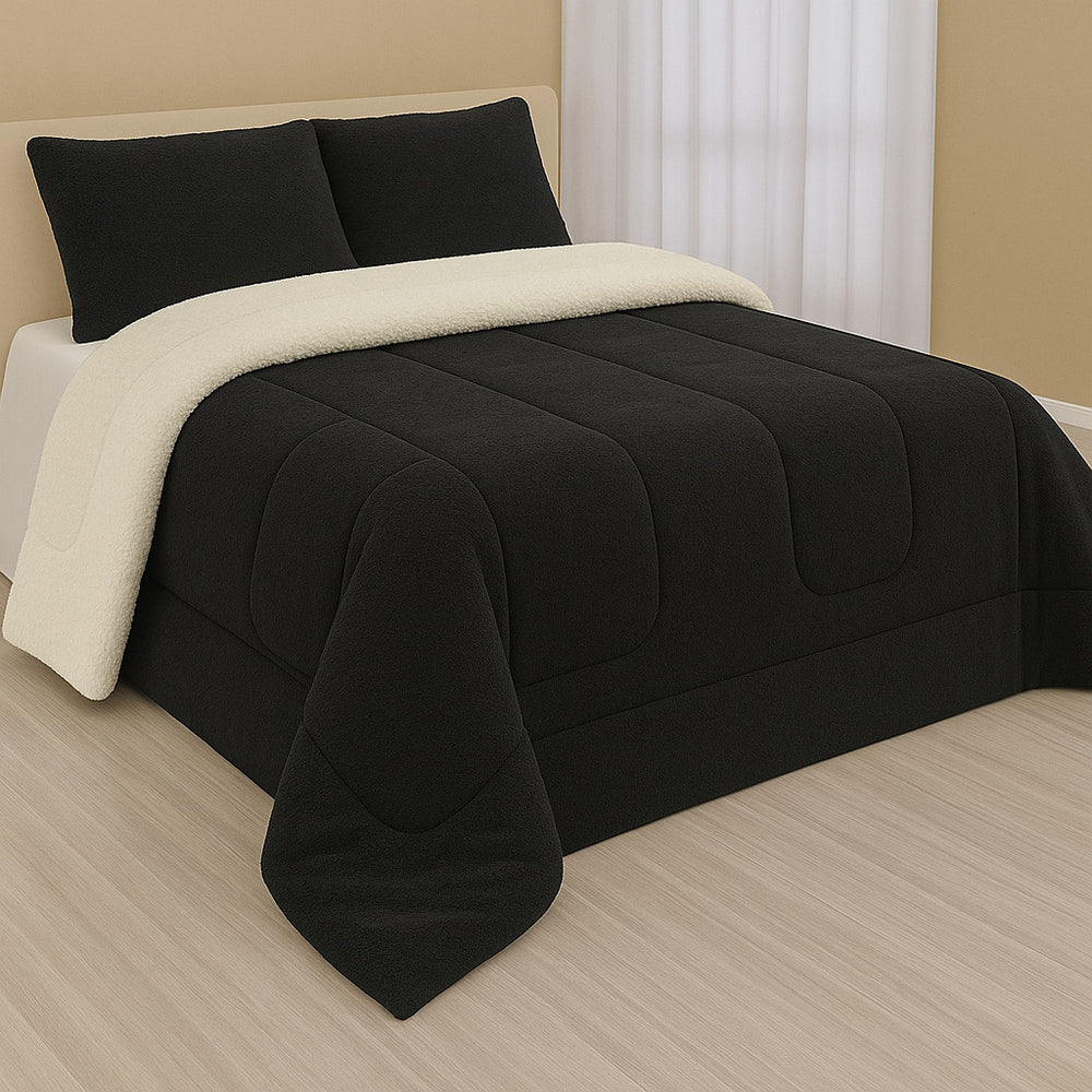 Cobertor Sherpa Casal Queen Dupla Face – Edredom Macio, Quente e Confortável para Inverno