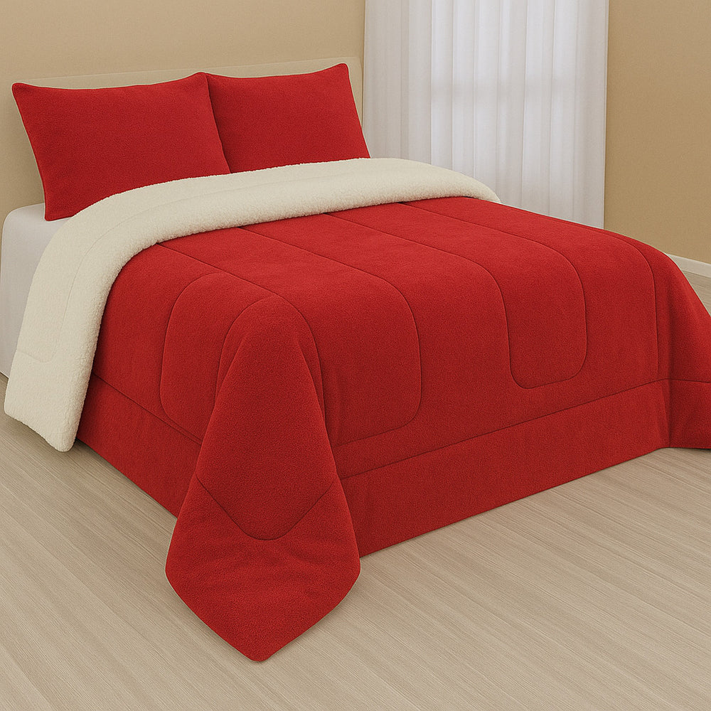 Cobertor Sherpa Casal Queen Dupla Face – Edredom Macio, Quente e Confortável para Inverno