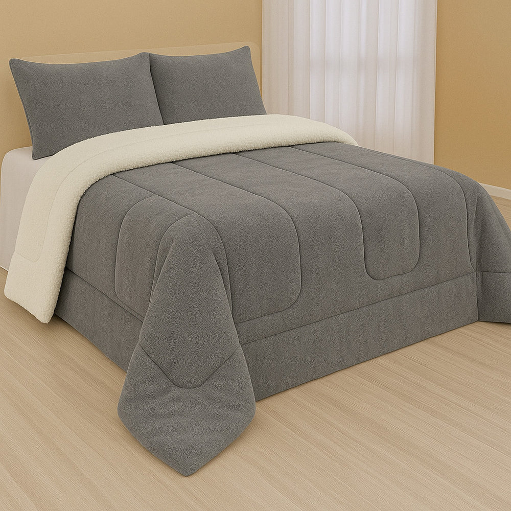 Cobertor Sherpa Casal Queen Dupla Face – Edredom Macio, Quente e Confortável para Inverno
