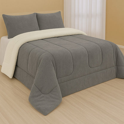 Cobertor Sherpa Casal Queen Dupla Face – Edredom Macio, Quente e Confortável para Inverno