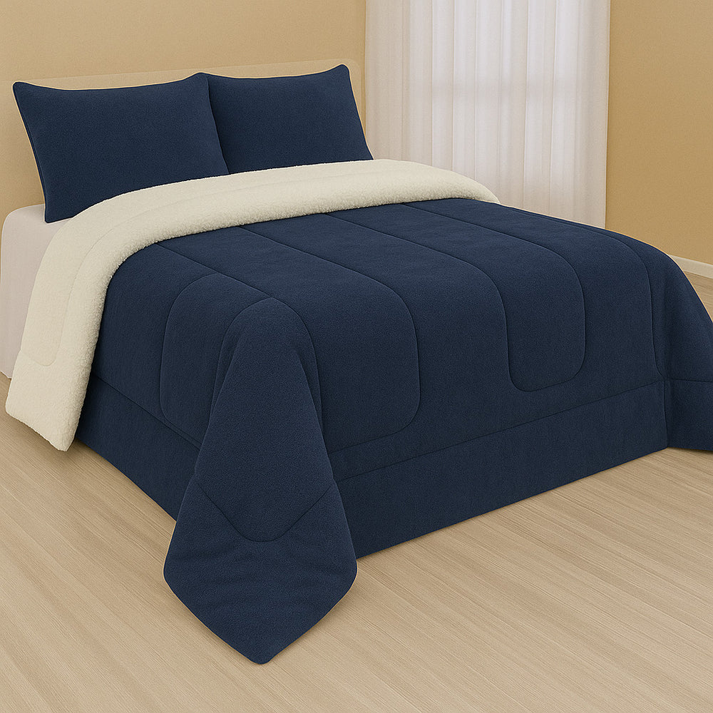 Cobertor Sherpa Casal Queen Dupla Face – Edredom Macio, Quente e Confortável para Inverno
