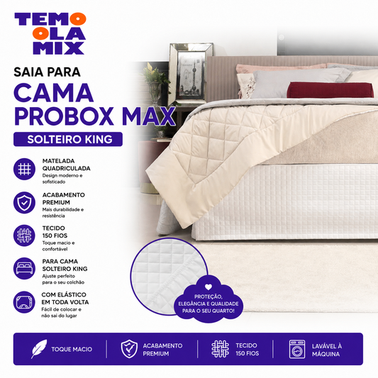 Saia para Cama Box Solteiro King Matelada – Acabamento Elegante, Fácil de Instalar e Lavável