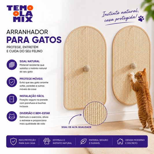 Arranhador para Gatos com Sisal – Poste para Arranhar, Brincar e Proteger os Móveis