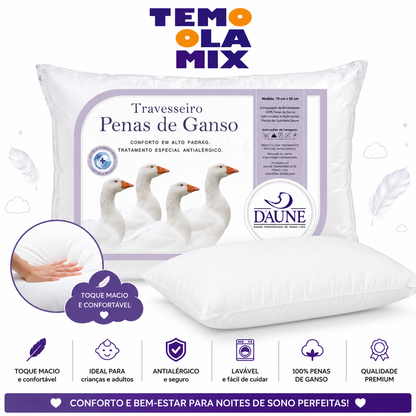 Travesseiro Premium Penas de Ganso Daune-Antialérgico