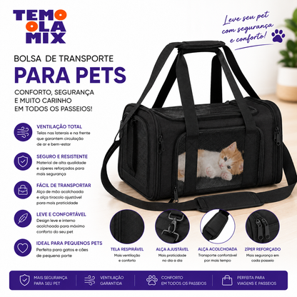 Bolsa de Transporte para Pets Pequenos – Bolsa para Cães e Gatos com Ventilação, Conforto e Segurança