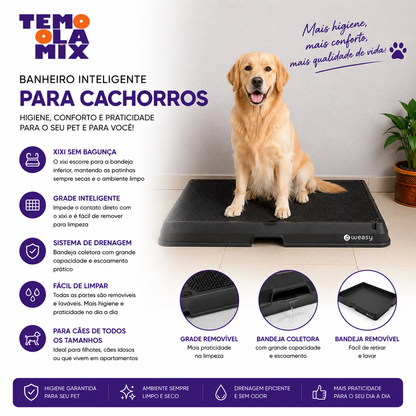 Banheiro Inteligente para Cachorro – Sanitário Higiênico com Grade e Bandeja Coletora para Cães
