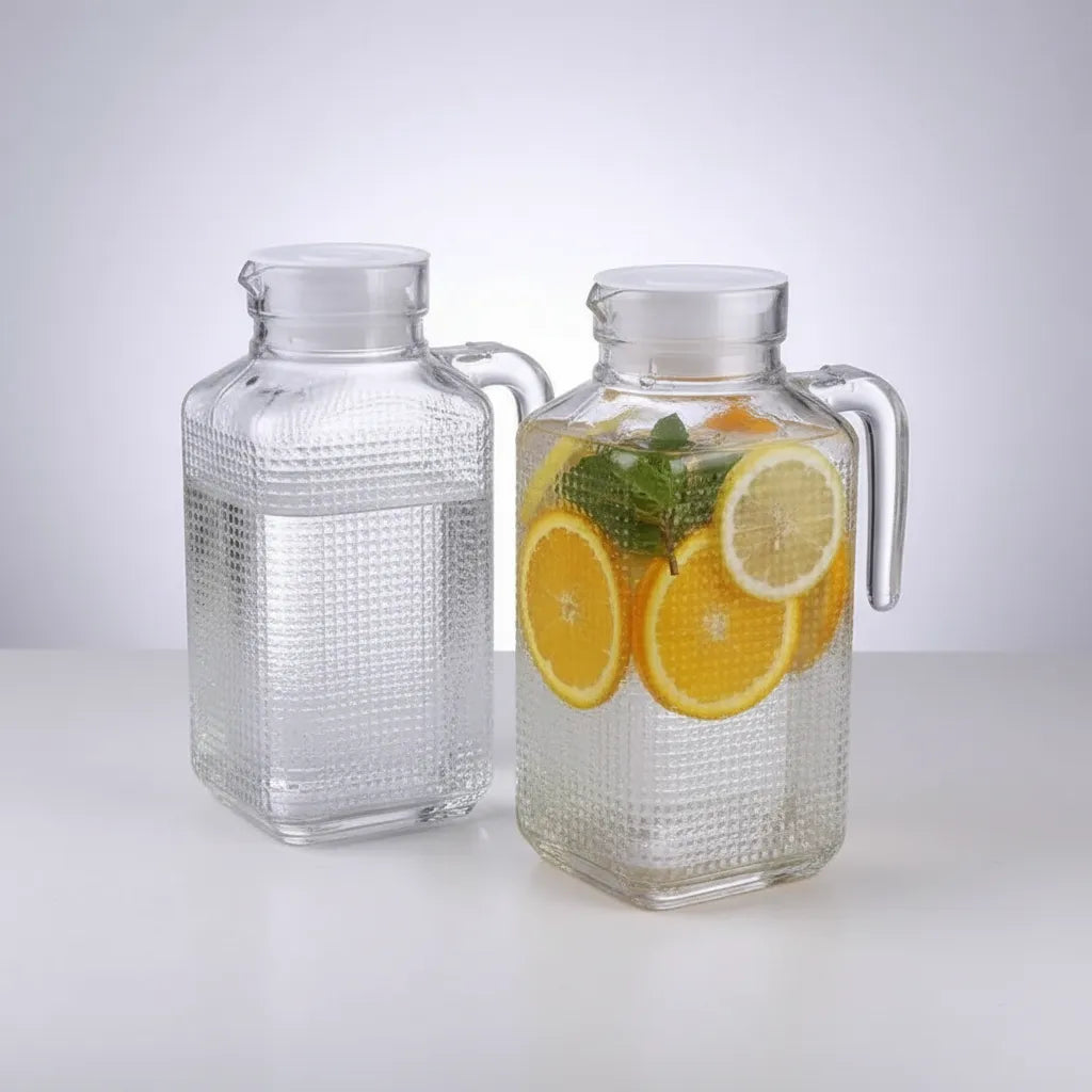 Kit 2 Jarras de Vidro com Tampa Lisboa para Bebidas – Elegância e Praticidade para Servir