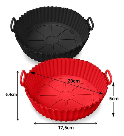 Kit 2 Formas de Silicone para Air Fryer Reutilizáveis e Antiaderentes – Acessório Premium para Fritadeira sem Óleo