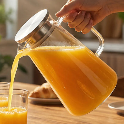 Jarra de Vidro Borossilicato 1,8L com Tampa Inox Hermética