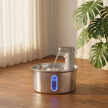 Fonte Bebedouro Automático para Gatos e Cães em Aço Inox com Visor LED – Água Filtrada e Circulação Contínua