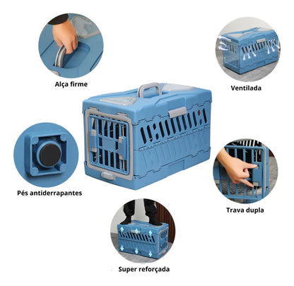 Caixa de Transporte Dobrável para Cães e Gatos – Bolsa Pet Portátil, Confortável e Fácil de Guardar