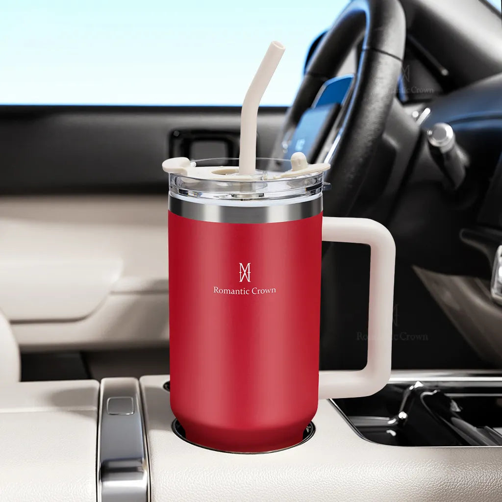 Copo Térmico 1,2L em Aço Inox com Tampa e Canudo Inox –Bebidas Quentes e Geladas