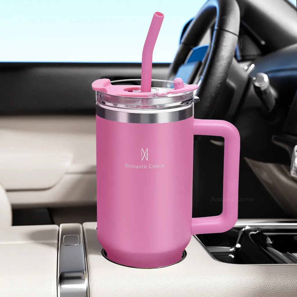 Copo Térmico 1,2L em Aço Inox com Tampa e Canudo Inox –Bebidas Quentes e Geladas