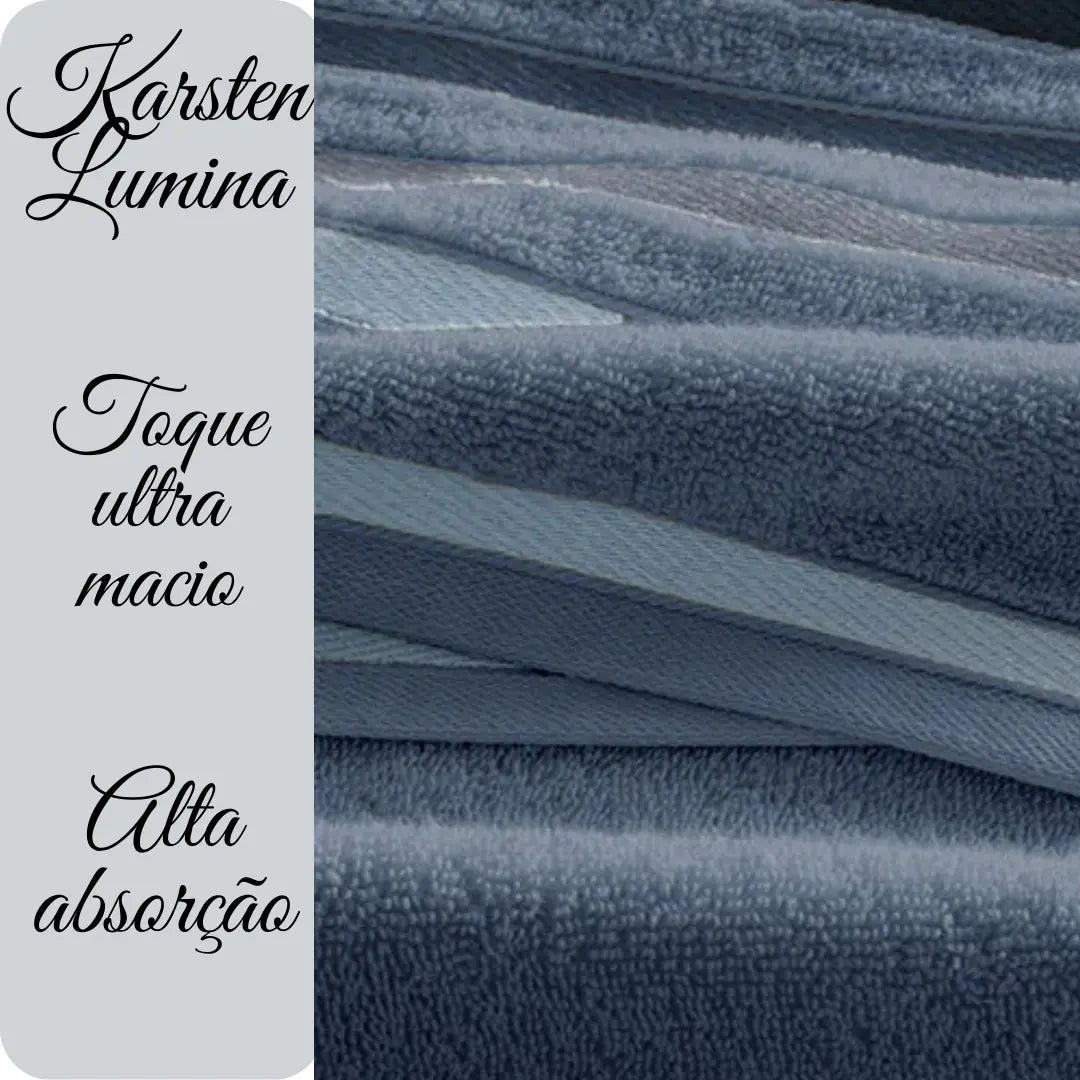 Jogo de Toalhas Banhão 5 Peças Karsten Lumina Eleela Branco e Azul – Maciez, Alta Absorção e Fio Penteado