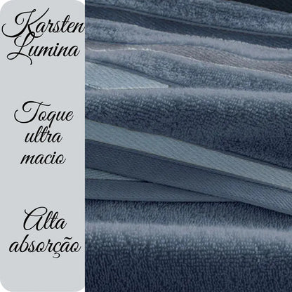 Jogo de Toalhas Banhão 5 Peças Karsten Lumina Eleela Branco e Azul – Maciez, Alta Absorção e Fio Penteado