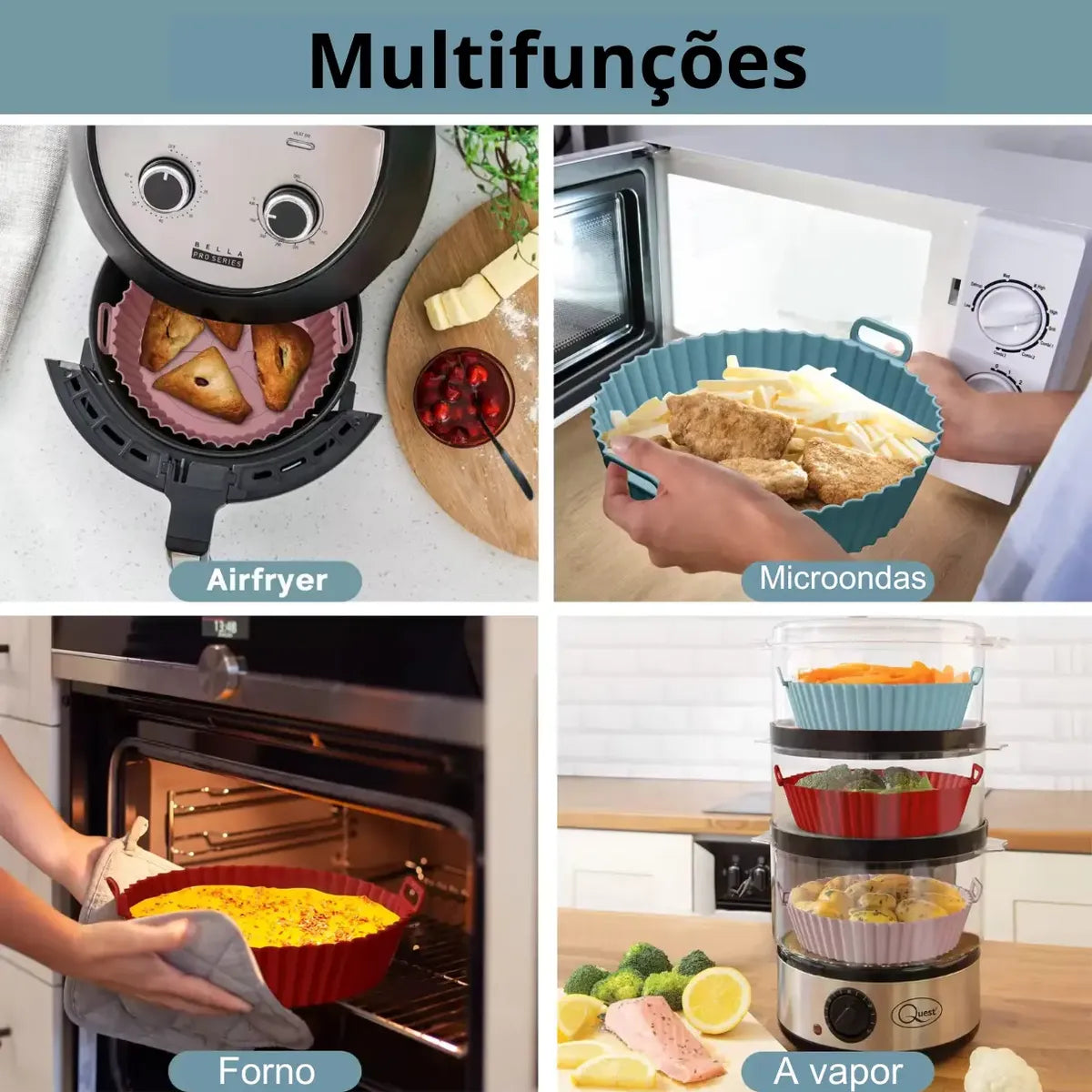 Kit 2 Formas de Silicone para Air Fryer Reutilizáveis e Antiaderentes – Acessório Premium para Fritadeira sem Óleo