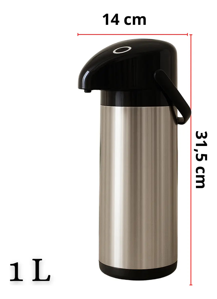Garrafa Térmica Inox 1 Litro com Pressão – Ideal para Café, Chá e Chimarrão