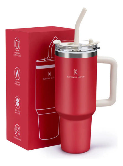 Copo Térmico 1,2L em Aço Inox com Tampa e Canudo Inox –Bebidas Quentes e Geladas