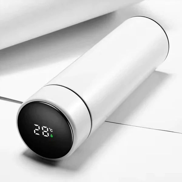 Garrafa Térmica Inteligente 500ml com Display de Temperatura LED – Inox a Vácuo para Bebidas Quentes e Geladas