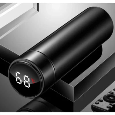 Garrafa Térmica Inteligente 500ml com Display de Temperatura LED – Inox a Vácuo para Bebidas Quentes e Geladas