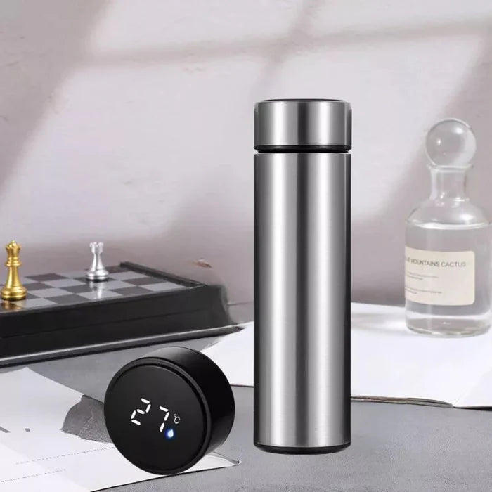 Garrafa Térmica Inteligente 500ml com Display de Temperatura LED – Inox a Vácuo para Bebidas Quentes e Geladas