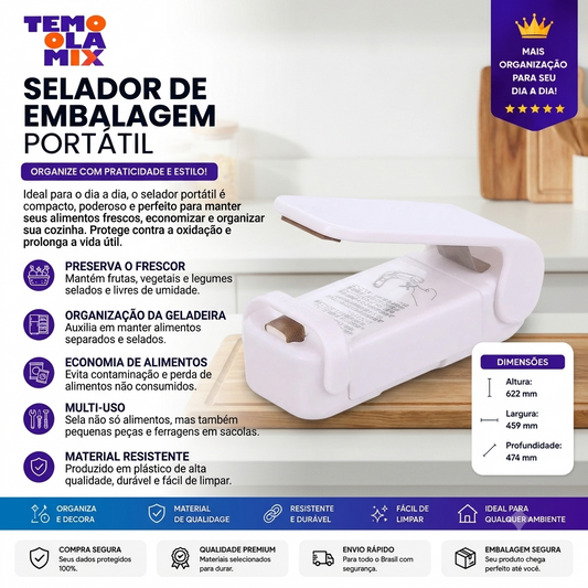 Selador de Embalagem Portátil – Mini Seladora para Sacos Plásticos e Conservação de Alimentos