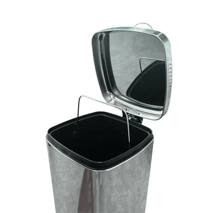 Lixeira em Aço Inox 20L com Pedal Quadrada para Cozinha e Banheiro