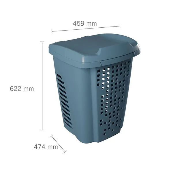 Cesto Organizador de Roupas 70 Litros com Tampa – Grande, Resistente e Ventilado para Lavanderia e Banheiro