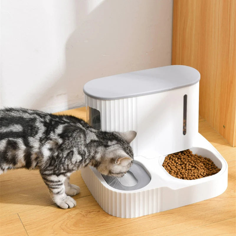 Comedouro e Bebedouro Automático Gravitacional para Cães e Gatos – Alimentador com Reservatórios de Água e Ração