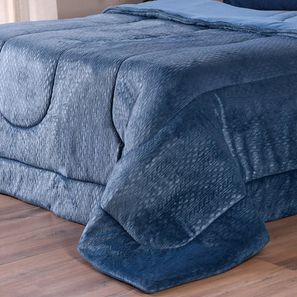 Coberdrom Duetto Plush Queen Safira Malha 100% Algodão 220x240cm – Maciez e Conforto Premium